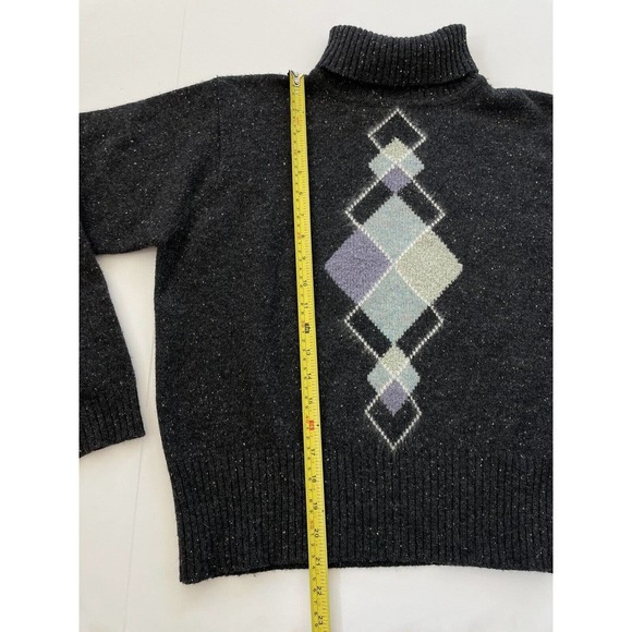 Valerie Stevens Argyle Sweater Women's Size Small Gray Wool Diamond Pullover - Picture 6 of 9